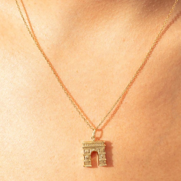 Walker & Hall 14k Gold ✨ Arc De Triomphe Necklace Charm 🇫🇷 - Picture 2 of 9